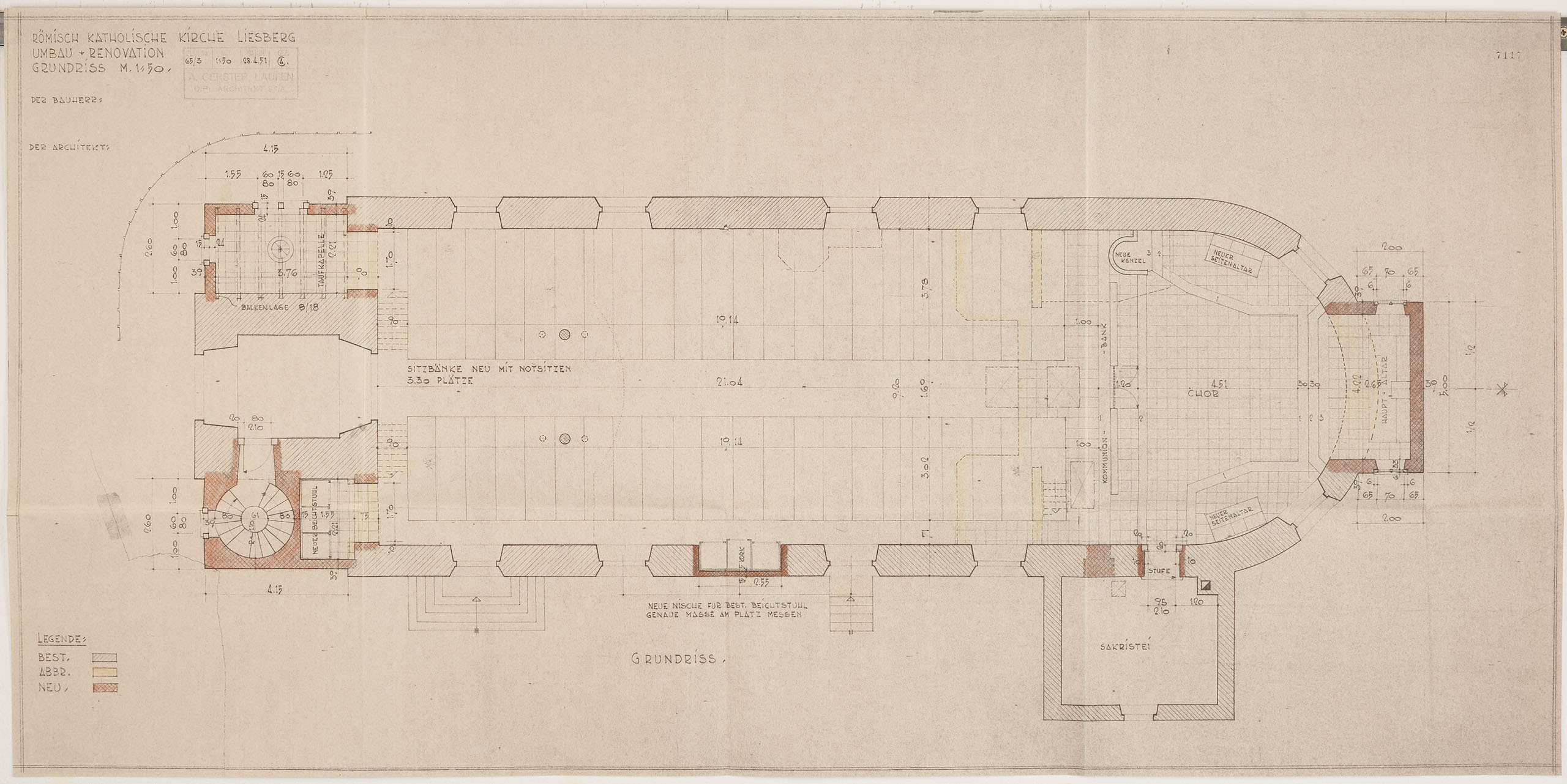 St. Peter und Paul. Ausführungsprojekt von Alban Gerster, datiert 28.4.1951